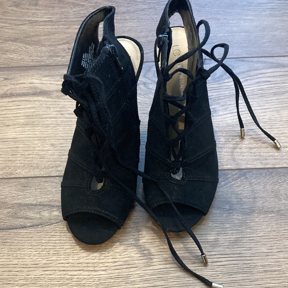 Lauren Conrad Black Lace-Up Heels
